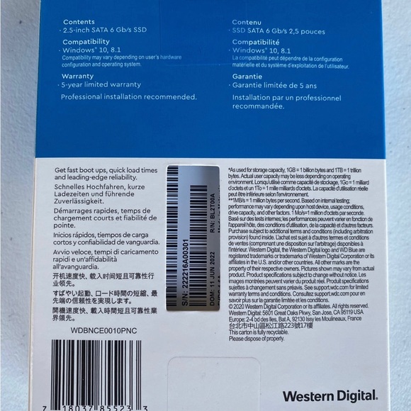 WD Blue 1TB 3D NAND SATA III 2.5 in Internal SSD - Brand New WDBNCE0010PNC - Picture 4 of 4